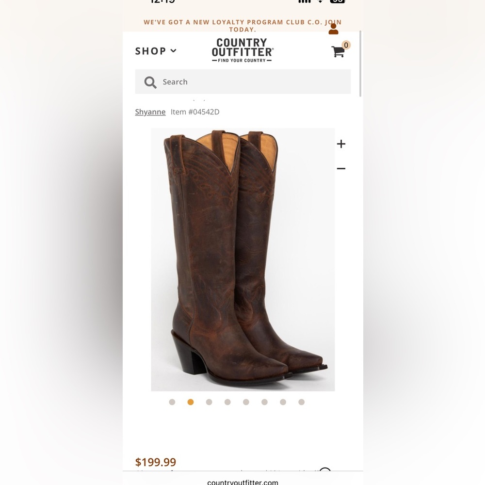 Shyanne Women's Charlene Tall Western Boots - Snip Toe Size 6.5